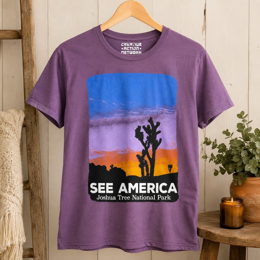 Creative Action Network Joshua Tree National Park Graphic Tee Purple Womens M